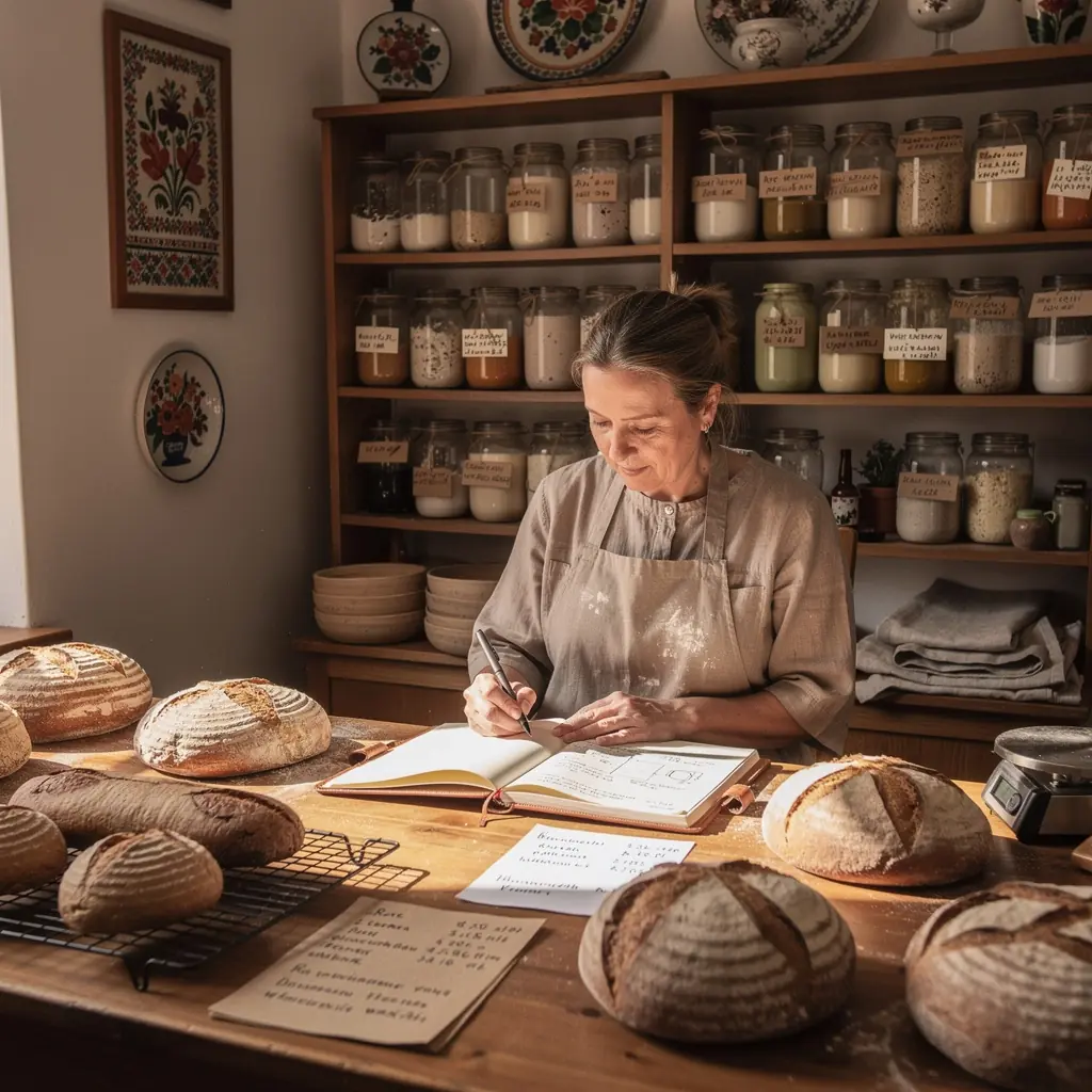 Různé druhy hotového chleba na talíři s bylinkami