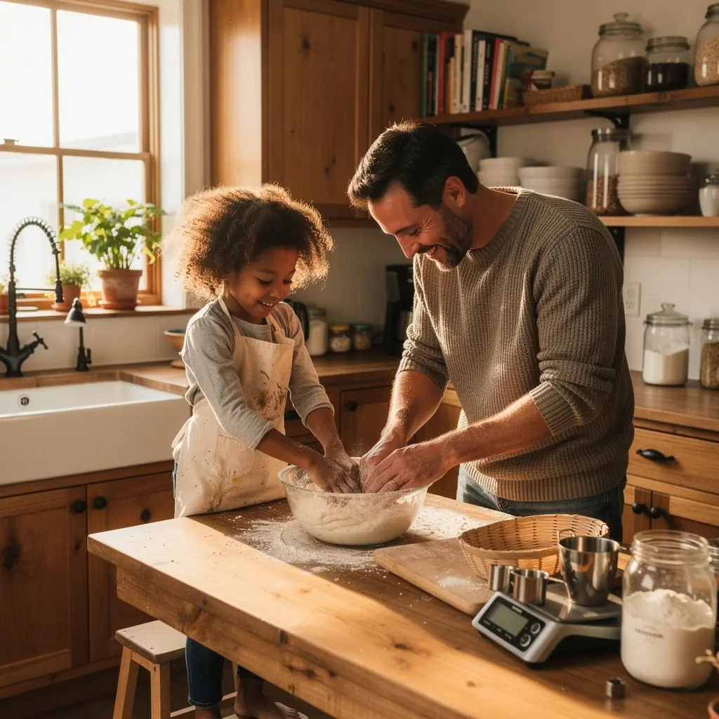 Detailní záběr na kvas na chleba v skleněné nádobě