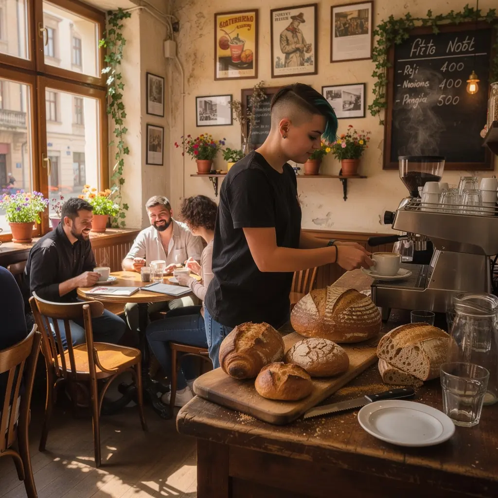 Kynuté těsto na chléb s křupavou kůrkou na dřevěném stole